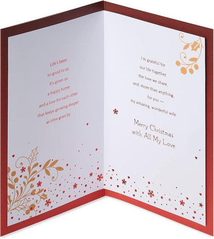 American Greetings Christmas Card - Romantic Holiday Greeting with Detachable Keepsake Ornament | Perfect for Wife