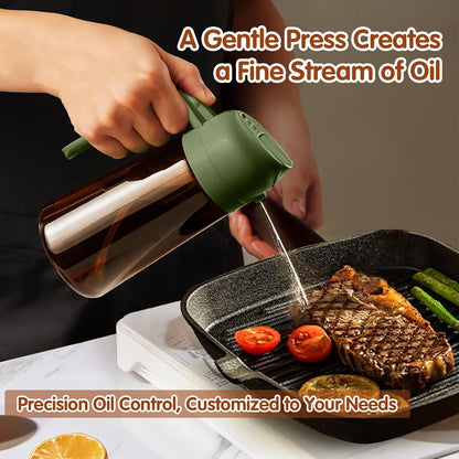 YARRAMATE 2Pcs Dark Brown Oil Sprayer - Food-Grade 2-in-1 Olive Oil Dispenser | 16oz for Cooking & BBQ
