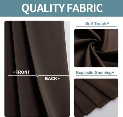 ChrisDowa Blackout Curtains - Thermal Insulated Room Darkening Panels Set (Brown, 52W x 84L)