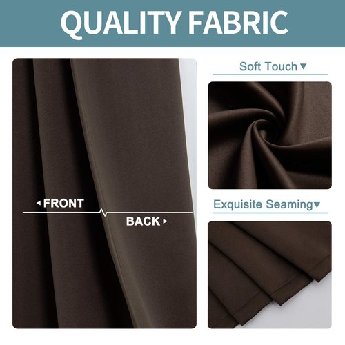 ChrisDowa Blackout Curtains 108 Inches Long 2 Panels Set for Living Room, Grommet Thermal Insulated Room Darkening Curtains for Bedroom (Brown, 52 x 108 Inch)