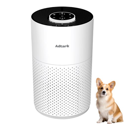 Air Purifiers for Home Bedroom, ADTARK Air Cleaner with 3-in-1 Filter, Sleep Mode & Aroma Function, 3 Light Modes, Room Air Purifier with 3 Timer for Office, Dorm, Hotel (White)