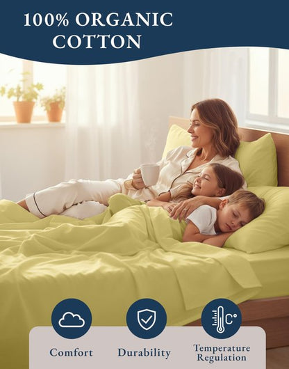 LANE LINEN RV Queen Sheets Set, 4Pc 100% Organic Cotton Bed Sheets Short Queen Size, Soft, Percale Weave, Luxury Hotel Sheets RV Queen Size, Breathable RV Queen Sheets Deep Pocket Upto 15" - Cocoon