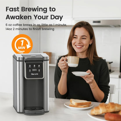 Single Serve Coffee Maker - K-Cup Pod & Grounds | Hot & Iced Coffee, 50oz Tank, Stainless Steel, Grey