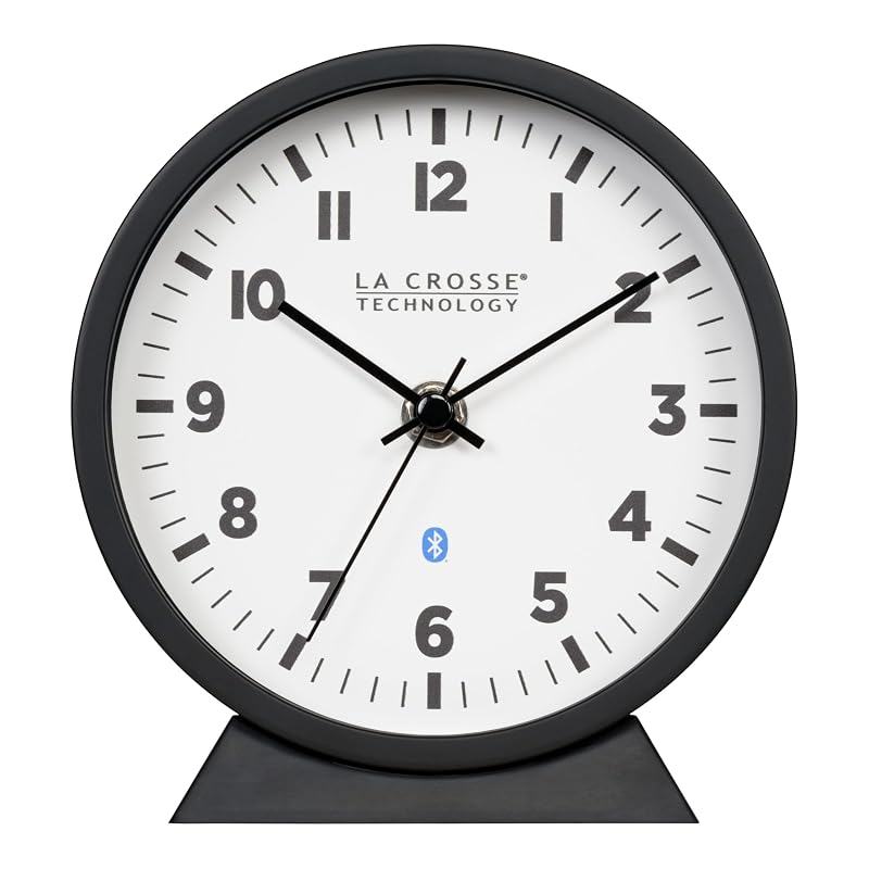 Insta-Set Bluetooth Desk/Wall Clock - 6-Inch, Analog Time Sync with DST
