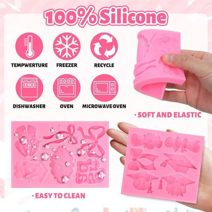FYSUIMU Graduation Bow Fondant Molds - 2 Pack Silicone Molds for Baking & Party Decor