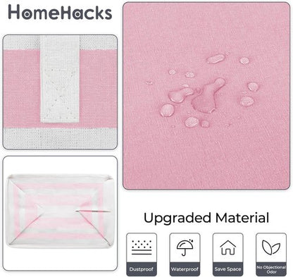 HomeHacks Large Waterproof Laundry Baskets - Collapsible Hampers with Reinforced Handles | 75L Each, Pink