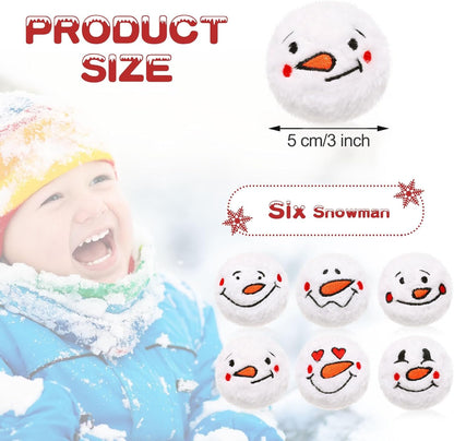 Zubebe Snowball Fun Set - 72 Cute Fake Snowmen Balls for Indoor Winter Parties | 2-Inch Classic Styles