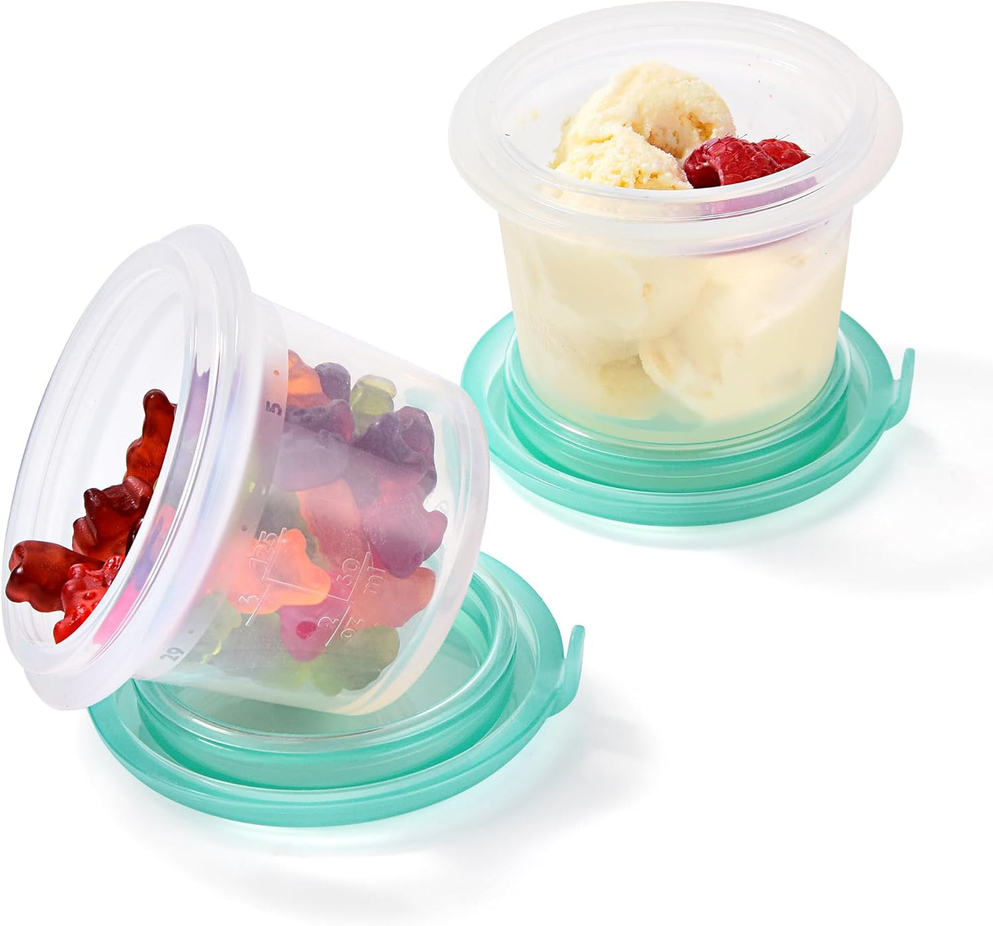 U-Taste Silicone Food Container Set - 4oz x 2, Airtight & Stackable, Freezer/Microwave Safe, Aqua Sky