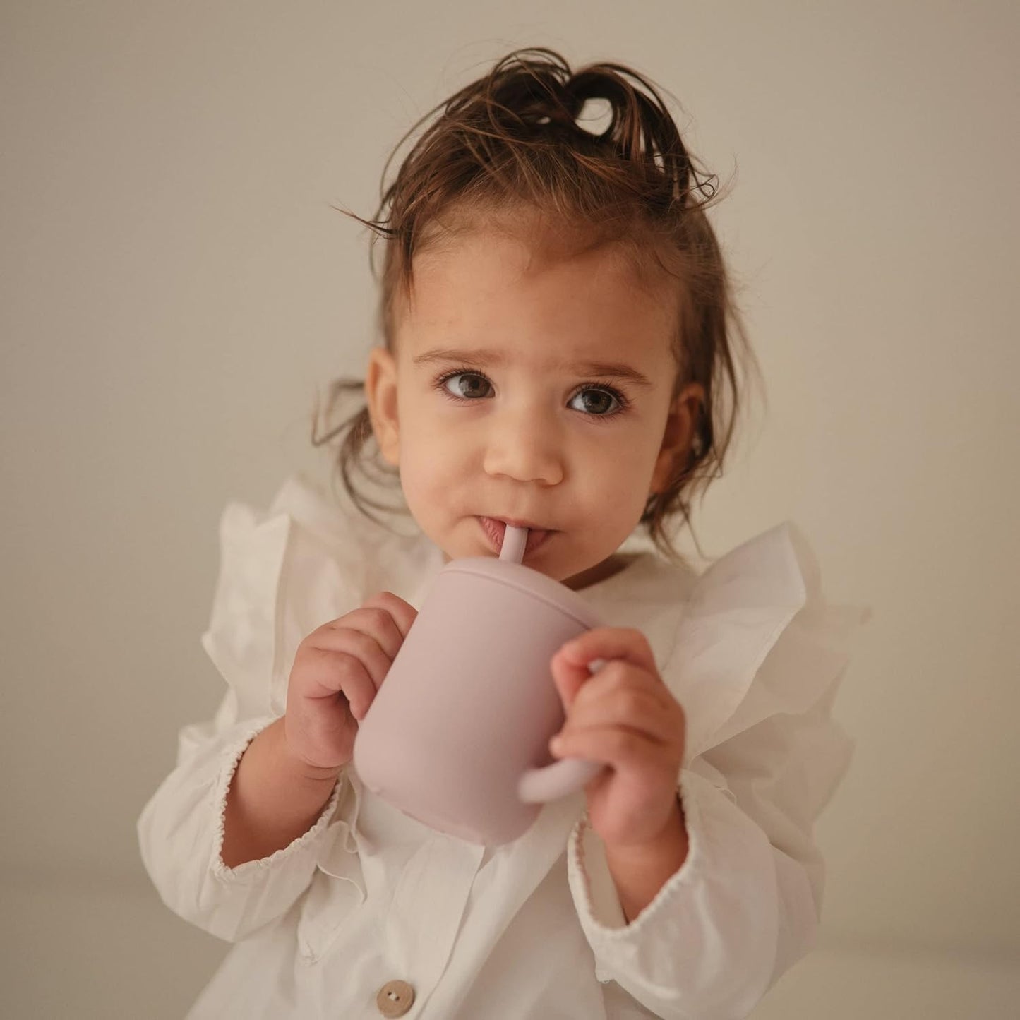 Mushie 100% Silicone Training Cup & Straw for Toddlers - Soft Lilac | Ideal for 6 Months+