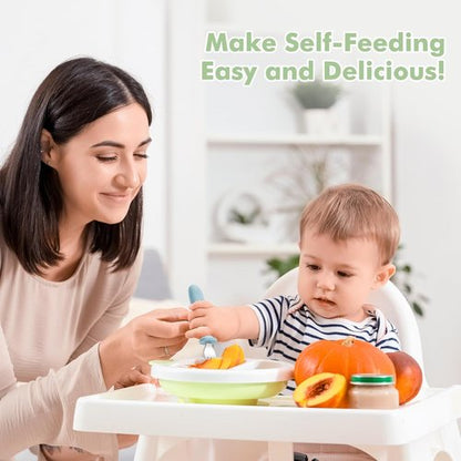 DRKIO Toddler Forks Set - 8-Piece Baby Utensils with Silicone Handle | Safe 18/8 Stainless Steel, Anti-Choke Design