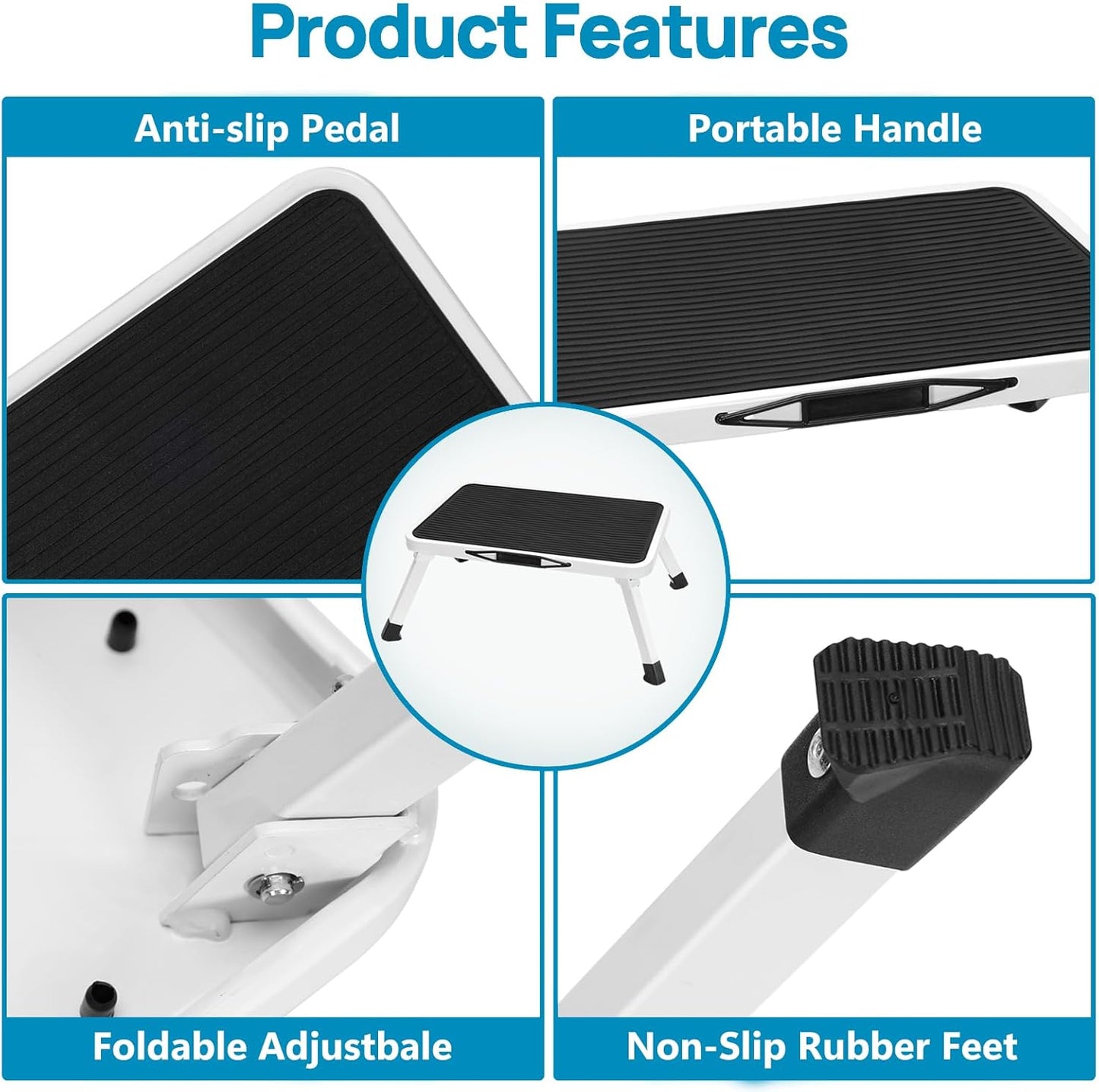 Simple Deluxe Foldable Step Stool - Heavy Duty Non-Slip Foot Stool for Adults & Kids | 330 Lbs Capacity