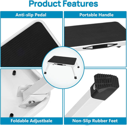 Simple Deluxe Foldable Step Stool - Heavy Duty Non-Slip Foot Stool for Adults & Kids | 330 Lbs Capacity