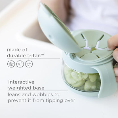 Ubbi No Spill Snack Container - BPA-Free Tritan for Kids | Toddler Snack Holder in Sage & Pink