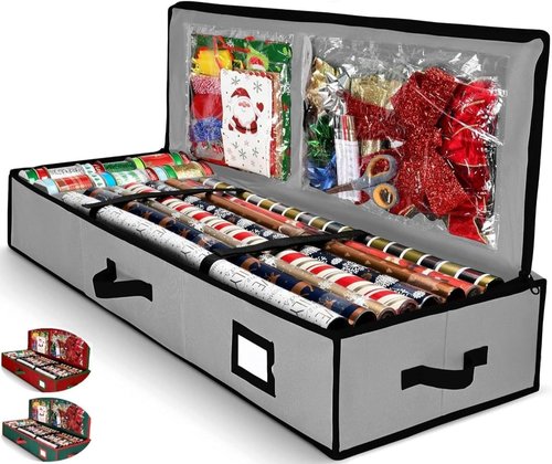 Gift Wrap Organizer by [Brand Name] - Christmas Wrapping Paper Storage Bag with Pockets | Fits Up to 24 Rolls