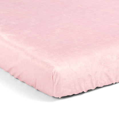 Lush Decor Baby Boho Metallic Hearts Solid Textured Linen Soft & Plush Fitted Crib Sheet, 52"x 28" x 9", Pink