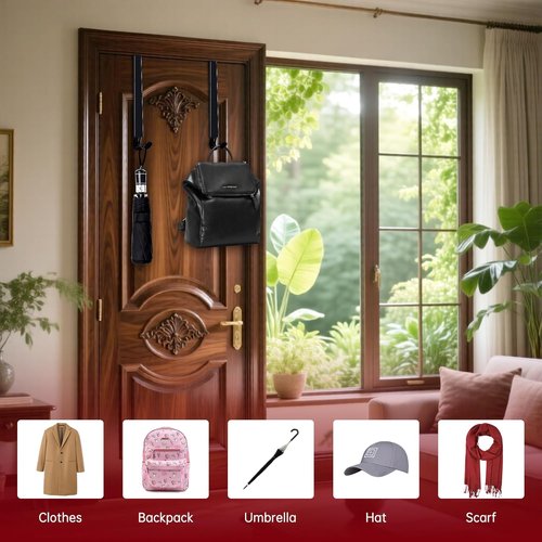 DZZ Black Wreath Hanger - Adjustable Door Hook for 20 Lb Capacity | Fits 15 to 25 Inches for Holiday Decor