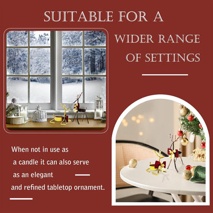 Skiennix Christmas Candle Holders - 4pcs Reindeer Tealight Centerpieces | Metal Holiday Decor
