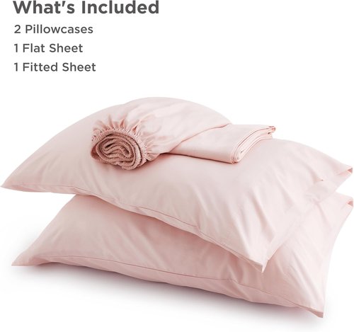 Bedsure King Size Cooling Sheets Set - Breathable & Soft Rayon from Bamboo, Deep Pocket, Pink