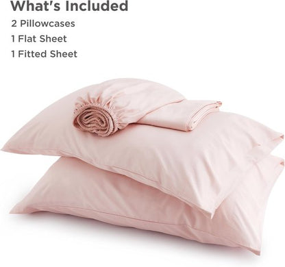 Bedsure King Size Cooling Sheets Set - Breathable & Soft Rayon from Bamboo, Deep Pocket, Pink
