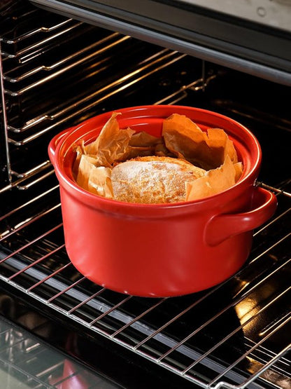 LE TAUCI 3 Quart Ceramic Dutch Oven - Lightweight & Non-Toxic | Oven, Microwave & Dishwasher Safe - Chili Red