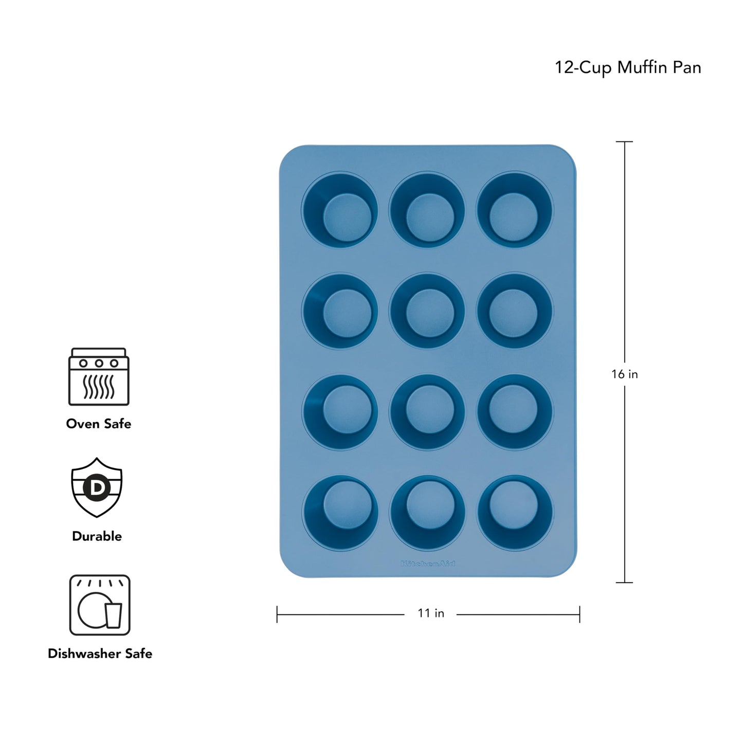 KitchenAid 12-Cup Nonstick Aluminized Steel Muffin Pan, Blue Velvet