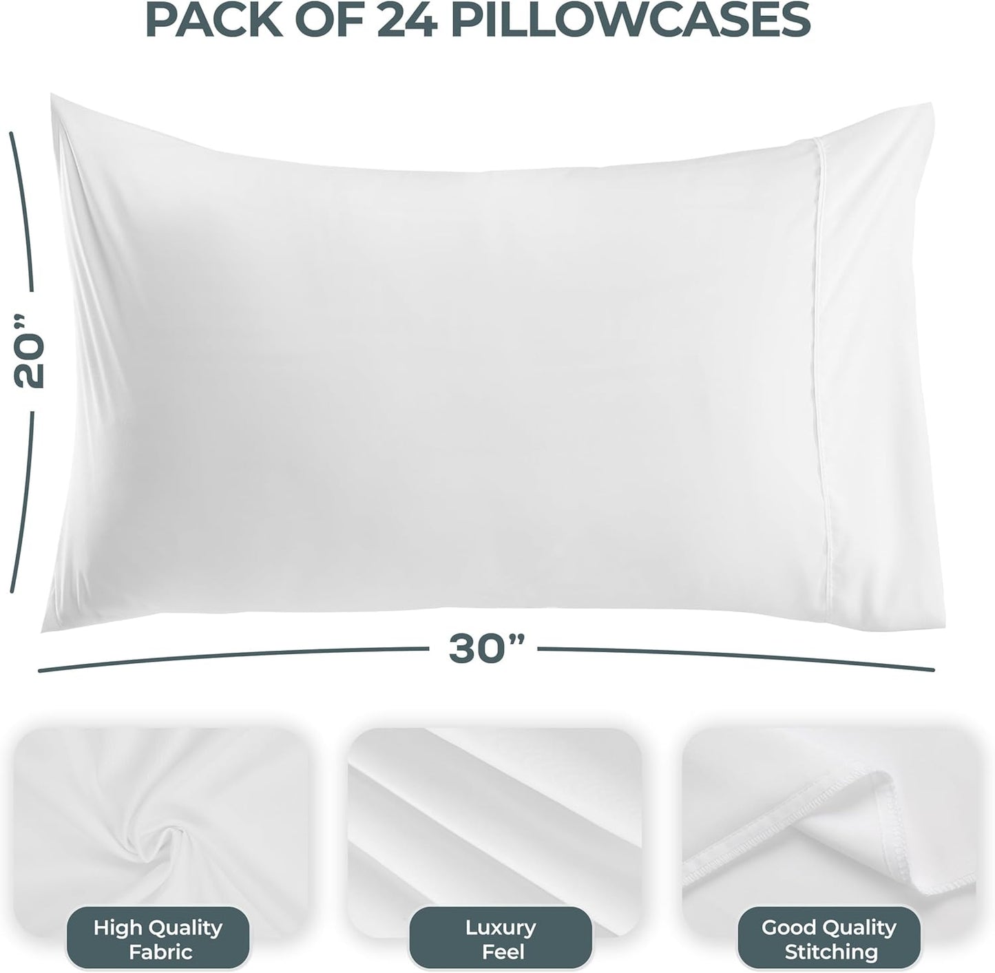 Utopia Bedding Queen Pillow Cases - 24 Pack Soft Brushed Microfiber | Fade Resistant 20 x 30 Inches (White)