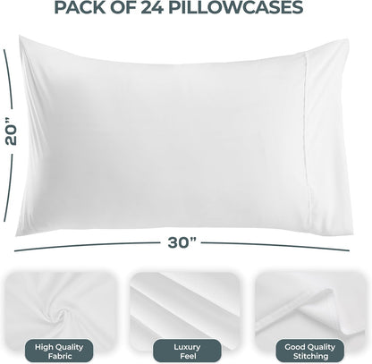 Utopia Bedding Queen Pillow Cases - 24 Pack Soft Brushed Microfiber | Fade Resistant 20 x 30 Inches (White)