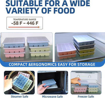 Skiennix Silicone Freezer Molds - Ideal for Storing Garlic, Herbs, and More - Multicolor 3 Pack