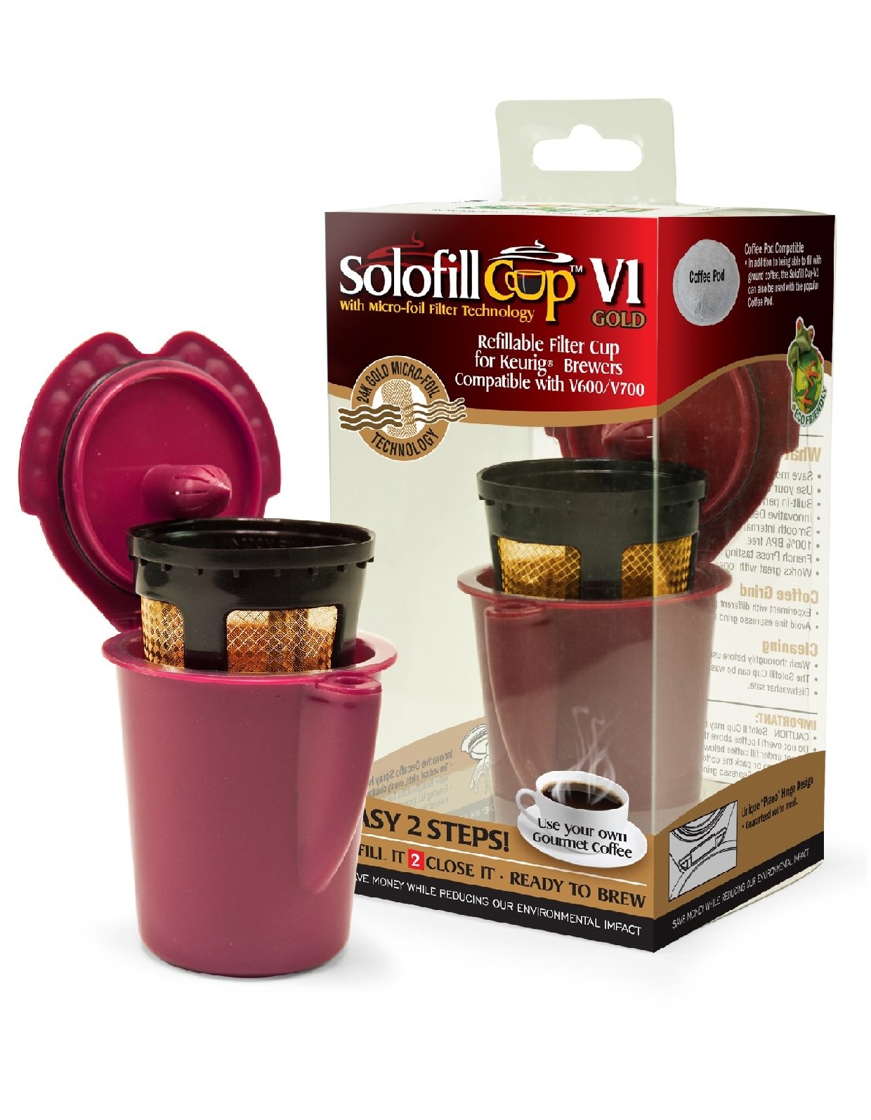 Solofill V1 GOLD CUP 24K Plated Refillable Filter Cup for Coffee Pod