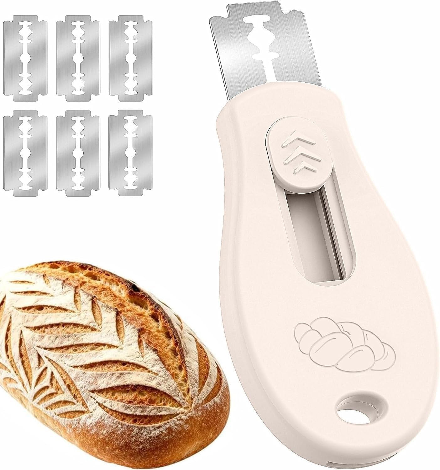 Skiennix Bread Lame - Magnetic Sourdough Scoring Tool with 5 Razor Blades | Beige Bread Baking Essential