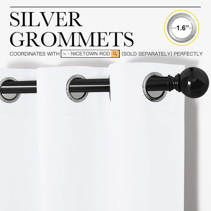 NICETOWN Curtains - 50% Light Blocking Drapery Panels for Small Windows | 2 Panels, 55" x 68", White