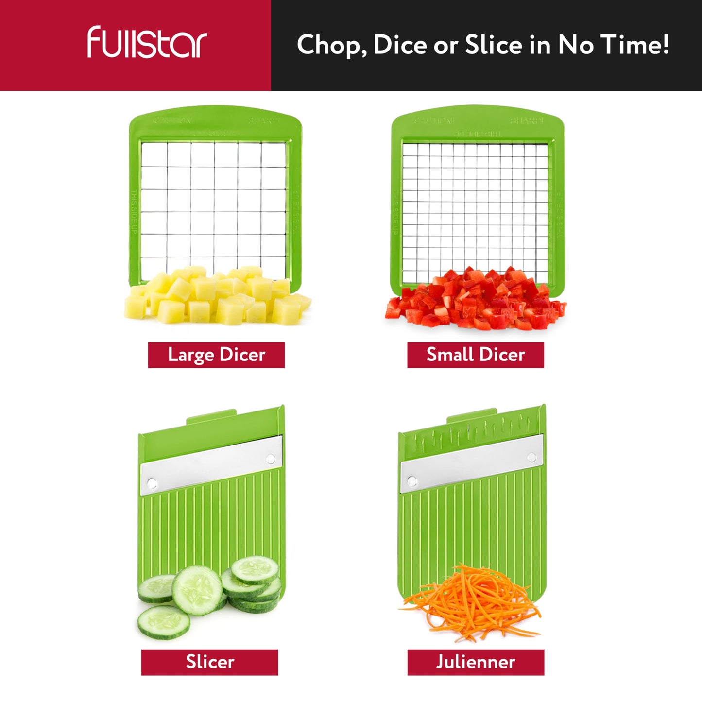 Fullstar All-in-1 Vegetable Chopper, Mandoline Slicer & Cheese Grater - French Fry Cutter & Veggie Dicer - Includes Bonus Handheld Spiralizer - Cook's Tool & Gadget Sets (6 in 1, Gray/Green)