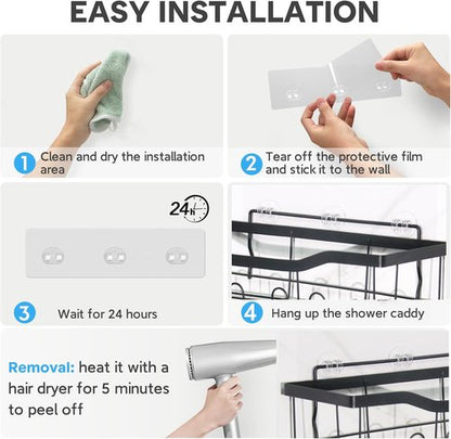 Lsnisni Shower Caddy Replacement - Strong Adhesive Hooks for No-Drill Bathroom & Kitchen Storage | 3 Pack