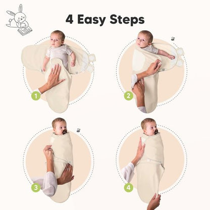 KeaBabies Organic Baby Swaddle Sleep Sacks - Soft & Snug 3-Pack for Newborns 0-3 Months | Bumble Bear, XS