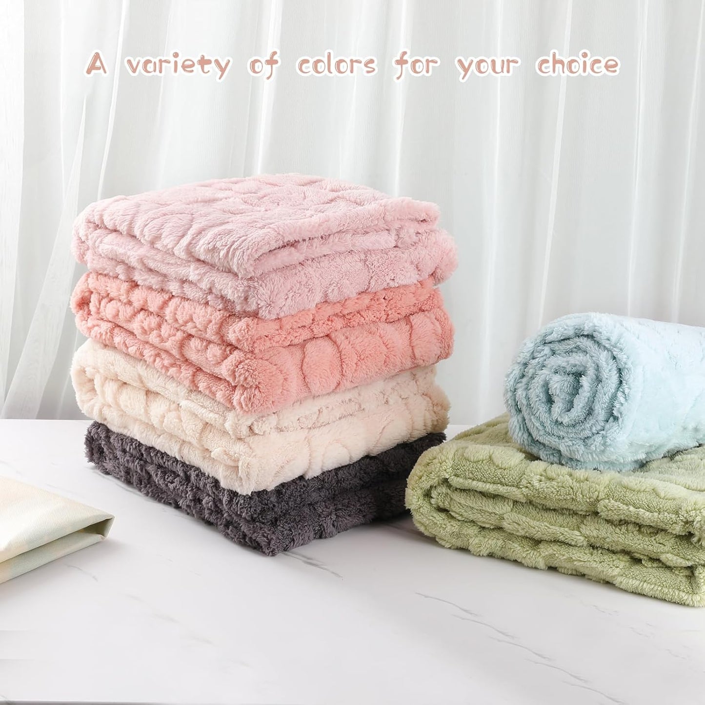 Skiennix Cozy Fleece Baby Blankets - 4 Pcs Heart Checkered Crib Blankets for Girls | 30x40 Light Pink & Grey