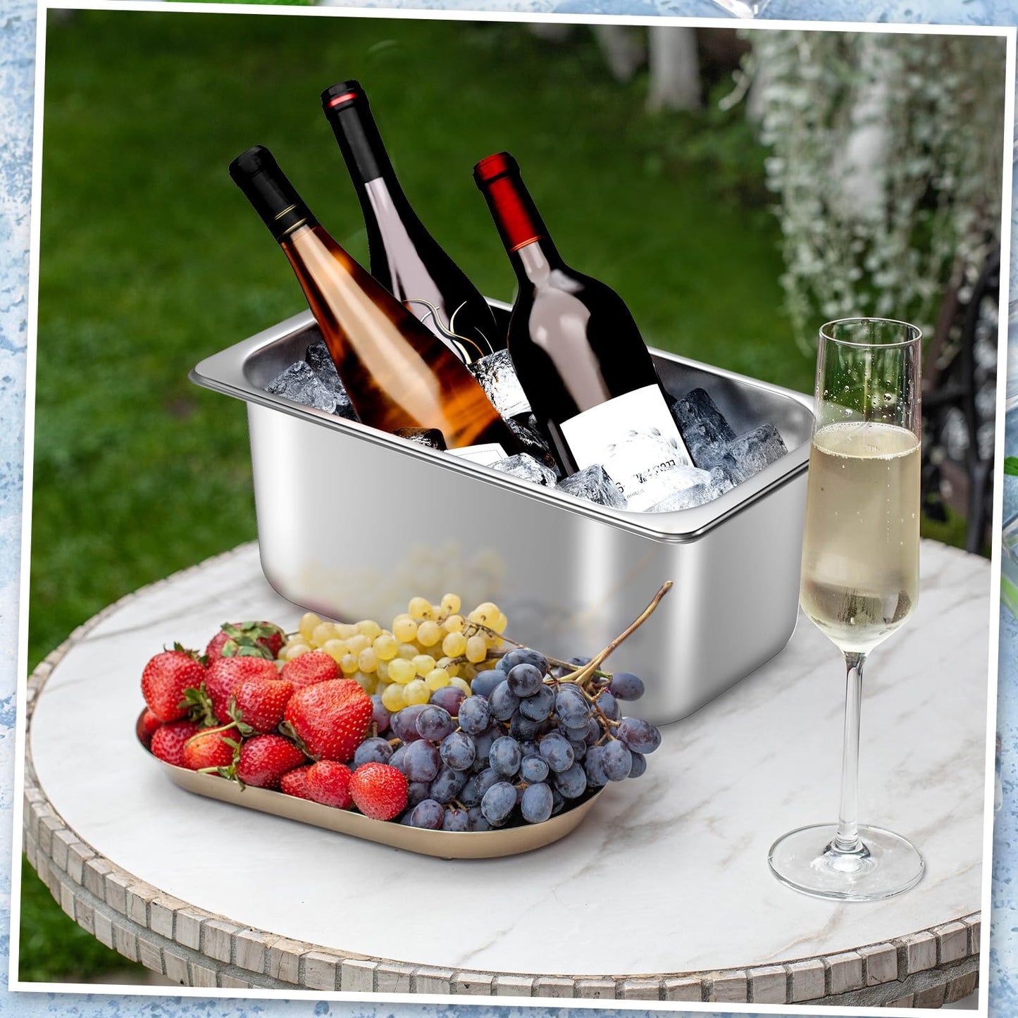 meekoo 2 Pack Ice Buckets for Parties Wine Beer Champagne Bucket Stainless Steel Bin for Freezer Metal Drink Buckets Cocktails Wine Cooling for Mimosa Bar Supplies (Small)