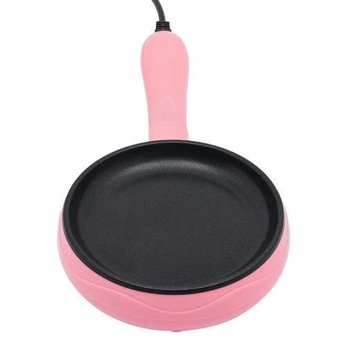 Chieacho 450W Electric Skillet Mini Frying Pan, 6 Inch Mini Skillet Electric with Non-Stick Coating for Egg Bacon Sausage, Pink Small Electric Frying Pan for kichen