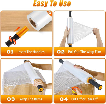 Stretch Film Shrink Wrap - Industrial Strength Plastic Wrap for Moving Supplies | 15 Inch, 1000ft, 2 Pack