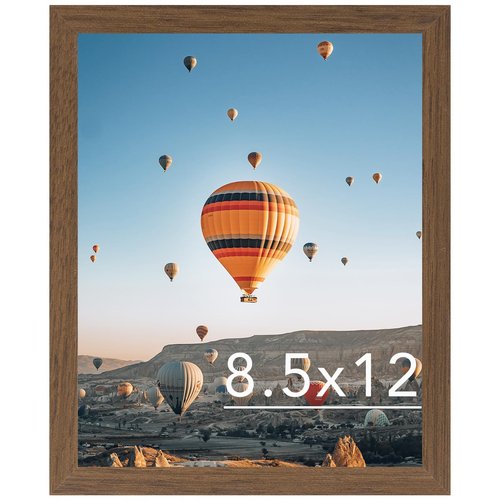 JCJMY 8.5x12 Picture Frame Brown for Wall Hanging or Tabletop, Wall Mounting Horizontally or Vertically, 8.5 x 12 Wall Gallery Poster Photo Frame with Shatter Resistant Plexiglass, Brown