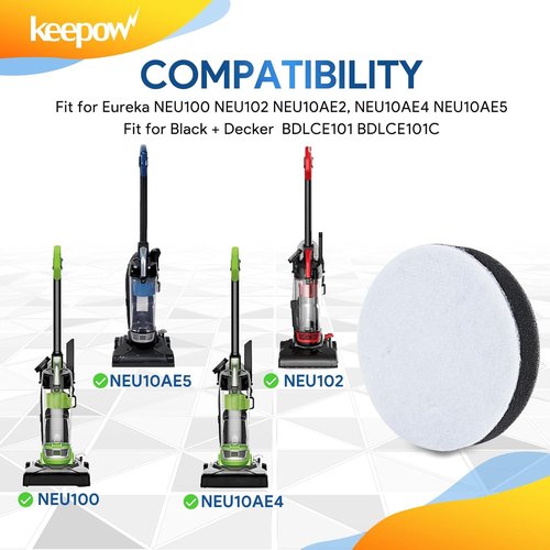 KEEPOW Vacuum Filters - 2 Pack for Eureka Airspeed Compact Bagless NEU100 Series | High-Quality Replacement Parts