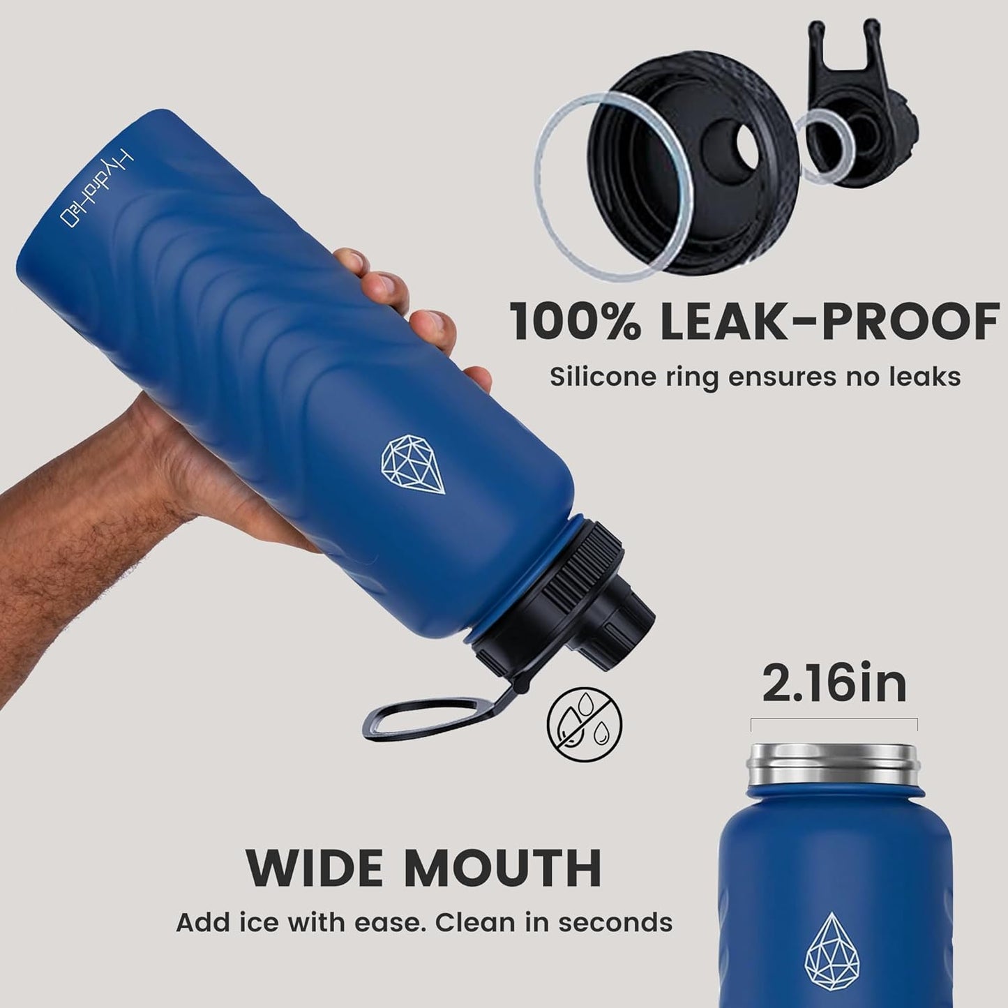 Skiennix 24oz Stainless Steel Insulated Water Bottle - 48H Cold & 24H Hot, Leak-Proof, BPA-Free | Blue
