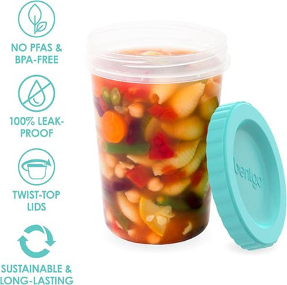 Bentgo Prep - 20-Piece Leak-Proof Deli Containers | 32 fl oz, Reusable, BPA-Free, Stackable, Aqua Splash