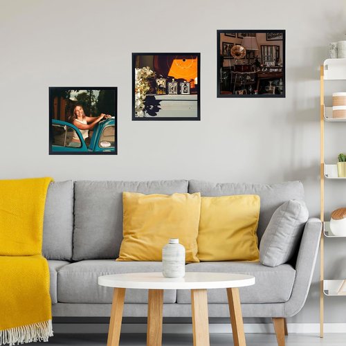JCJMY Vinyl Record Frame - Sturdy Black Display for 12.5x12.5 Album Covers | 3-Pack Set