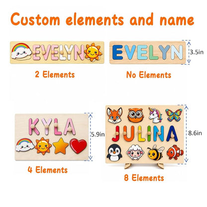 Personalized Wooden Name Puzzle for Toddlers — Custom Name with 35 Designs