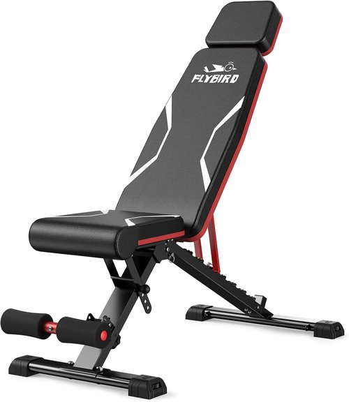 FLYBIRD WB3 Weight Bench Fits up to 6'5'', 750LBS Capacity Adjustable Weight Bench for Full Body Workout, 27LBS Sturdy Foldable Bench Press for Home Gym, 5X Stable Lifting Bench Incline Decline Flat Dumbbell Exercise