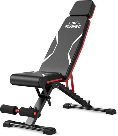 FLYBIRD WB3 Weight Bench Fits up to 6'5'', 750LBS Capacity Adjustable Weight Bench for Full Body Workout, 27LBS Sturdy Foldable Bench Press for Home Gym, 5X Stable Lifting Bench Incline Decline Flat Dumbbell Exercise