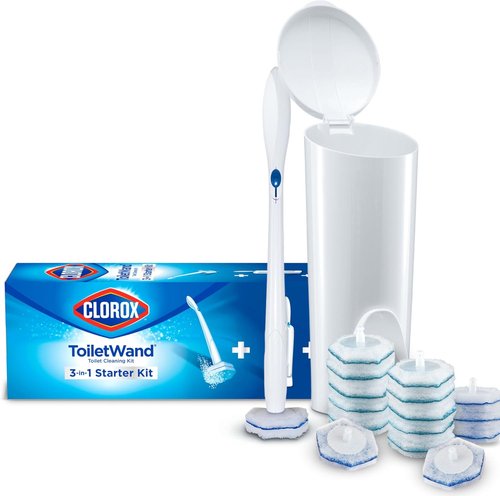 Clorox ToiletWand Cleaning System - Disposable Toilet Cleaner with 16 Scrubbing Pad Refills & Caddy