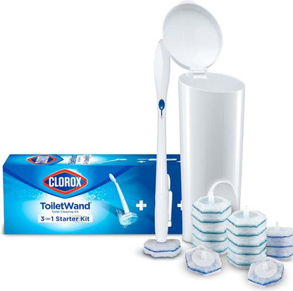 Clorox ToiletWand Cleaning System - Disposable Toilet Cleaner with 16 Scrubbing Pad Refills & Caddy