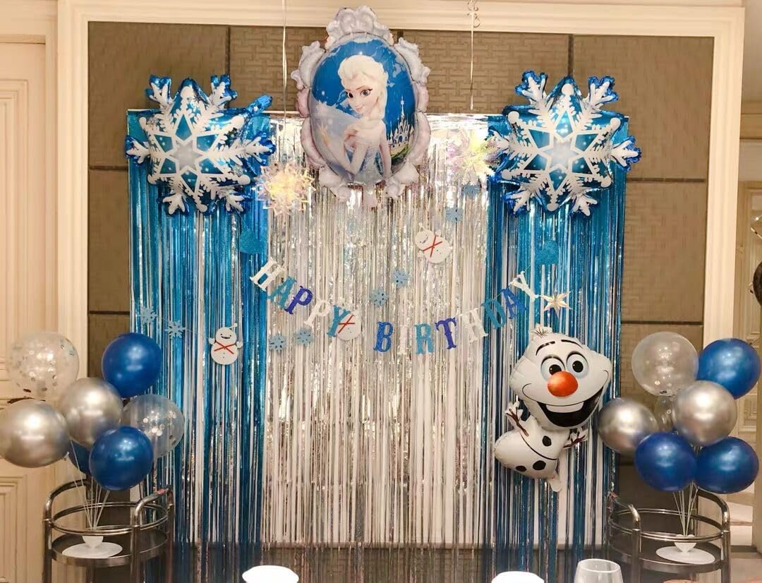 Melsan Foil Fringe Curtains - 3 Pack Tinsel Backdrop for Birthday, Baby Shower & Graduation - Teal 3.2 x 8.2 ft
