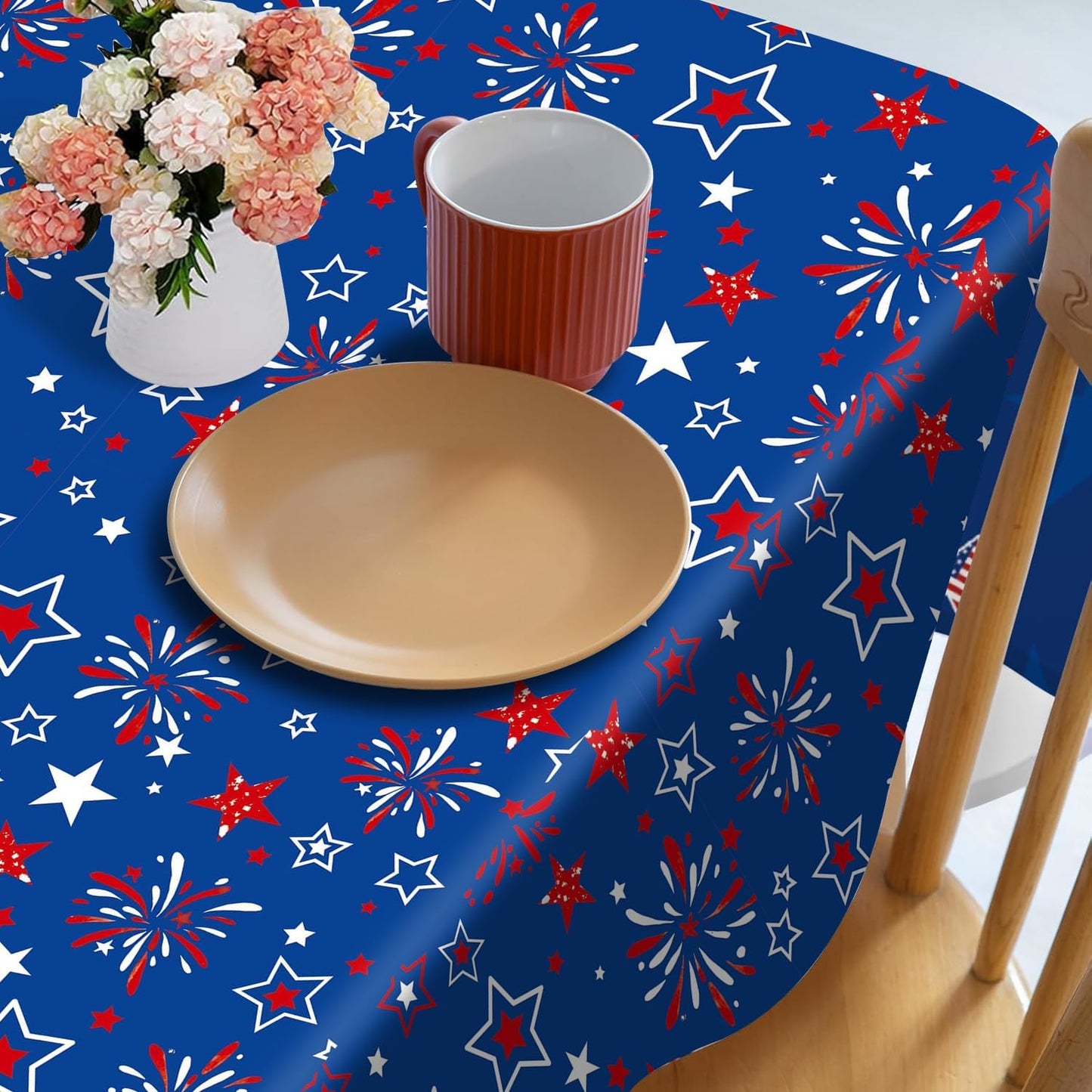 Patriotic American Flag Table Cloths - 2-Pack Disposable Covers for 4th of July | 54x108 Inch